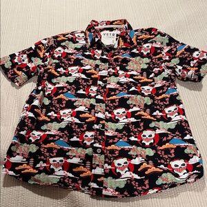 Men's Black Panda Print Casual Button Down Shirt